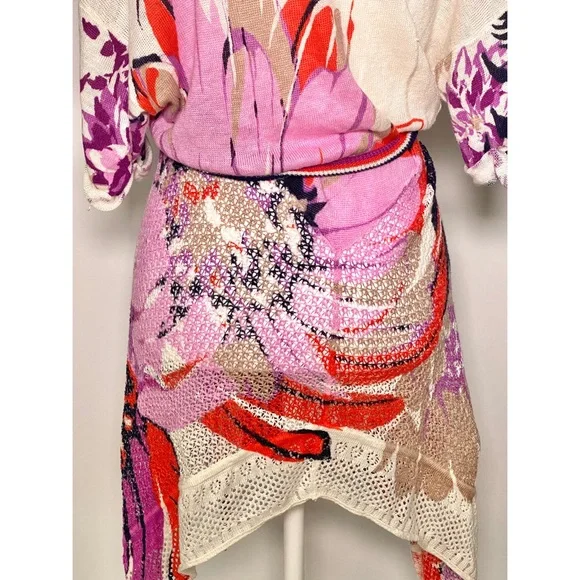 Elie Tahari Linen Cardigan with bright floral print women’s size small - Picture 4 of 7